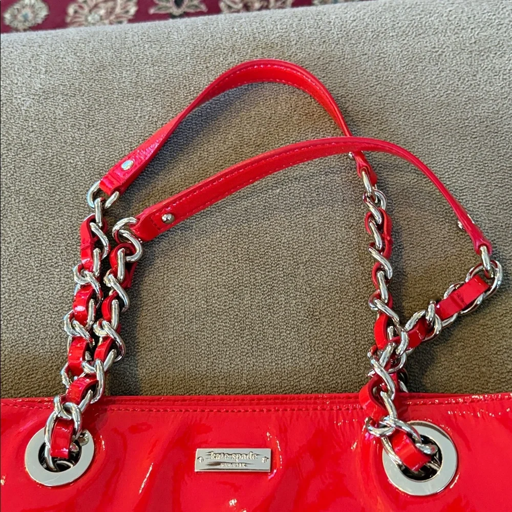 Kate Spade Red Patent Leather Tote Handbag Purse (TD)